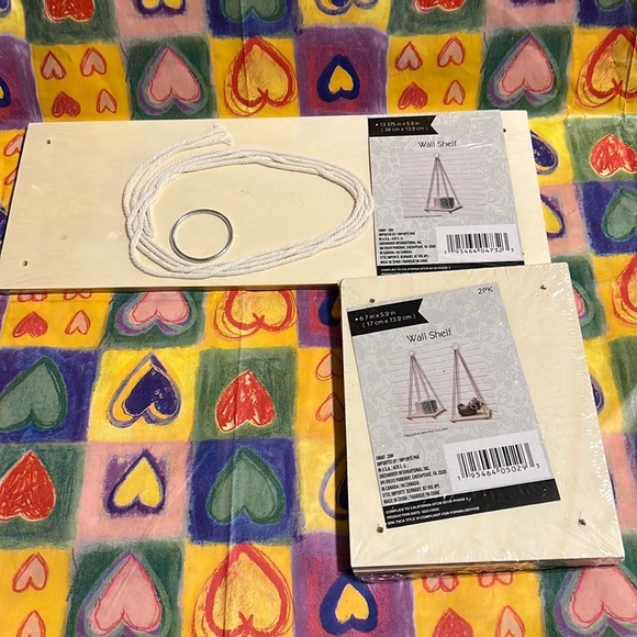 New 3 PC Decorative Hanging Wall Shelves with Rope - Picture 1 of 11